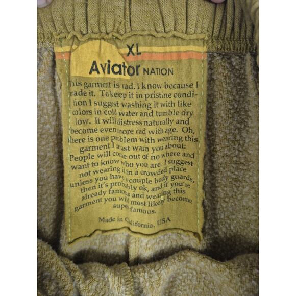 Aviator Nation Lightning Bolt Mustard Yellow Women’s Sweatpants Size XL - Picture 6 of 10